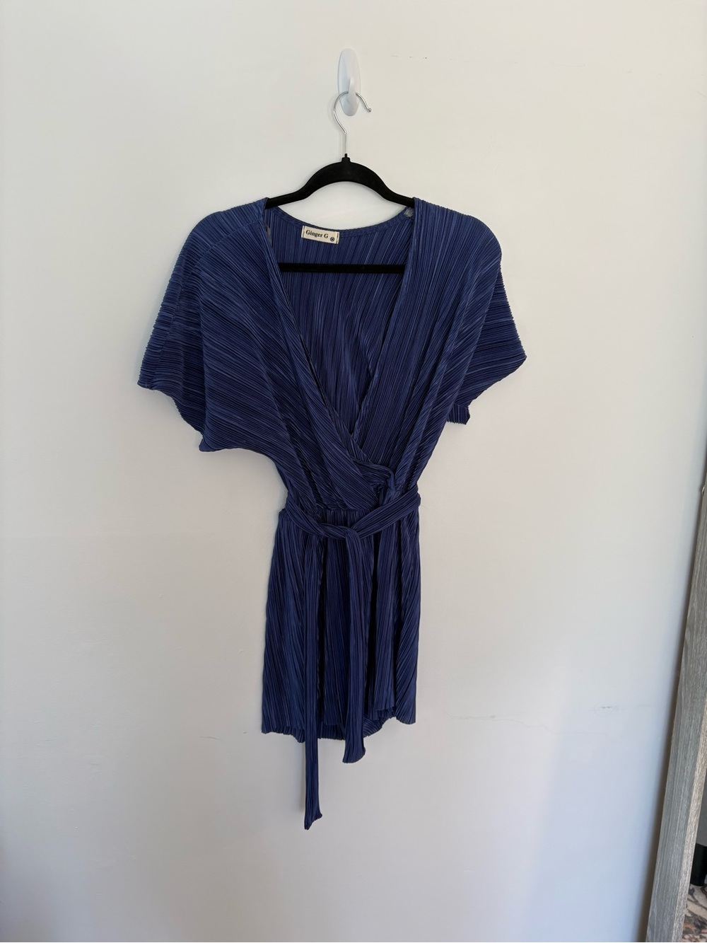 Plise  Wrap Romper in Deep Blue